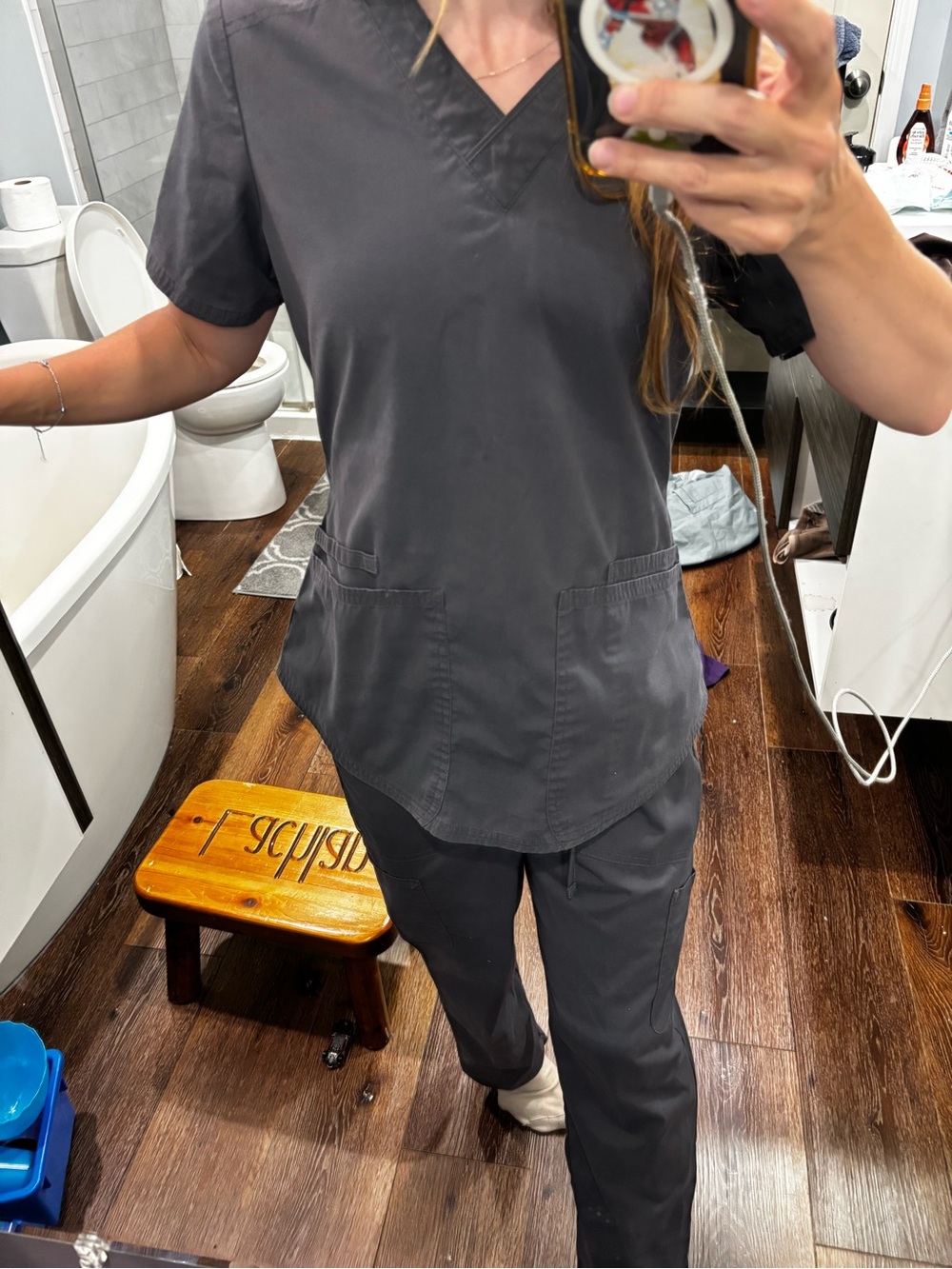 Classic Women's V-Neck Scrub Set in Charcoal scrubstar